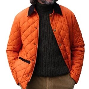 JC Penny Quilted Hunting Jacket Barn Coat Corduroy Collar Oversized Patch Pocket